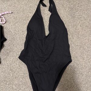 Aerie Black Halter One Piece Swimsuit